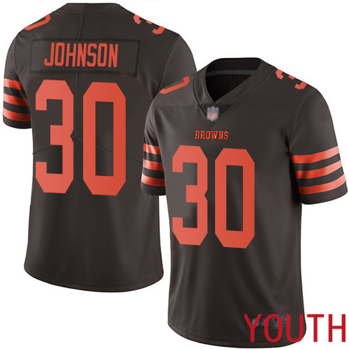 Cleveland Browns D Ernest Johnson Youth Brown Limited Jersey 30 NFL Football Rush Vapor Untouchable